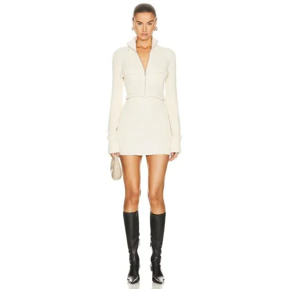 Aya Muse Rutu Dress in Cream Knit Long Sleeve